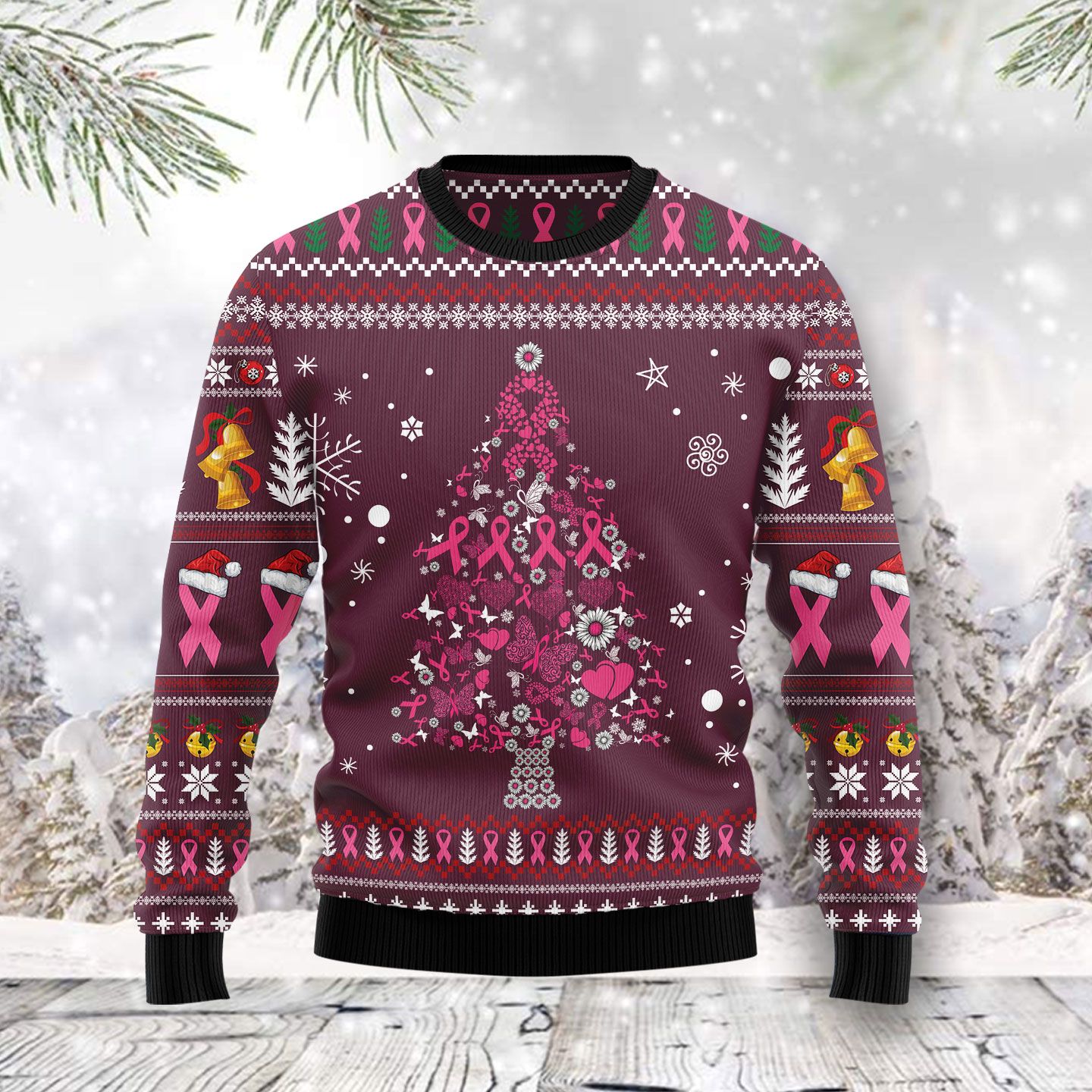 Breast Cancer Christmas Tree TY0912 Ugly Christmas Sweater