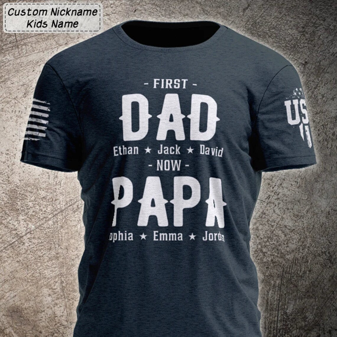 First Dad Now Papa Shirt, Fathers Day Shirt, Custom Fathers Day T-Shirt, Custom Grandpa To Be Shirt, Papa To Be Shirt, New Grandpa Shirt