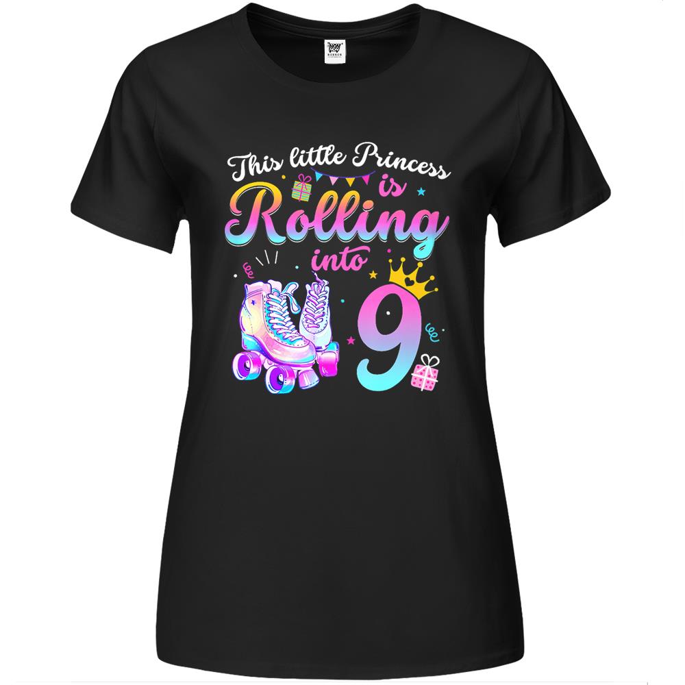 Roller Skate 9Th Birthday Shirt 9 Year Old Girl Party Outfit Premium Womens T Shirts