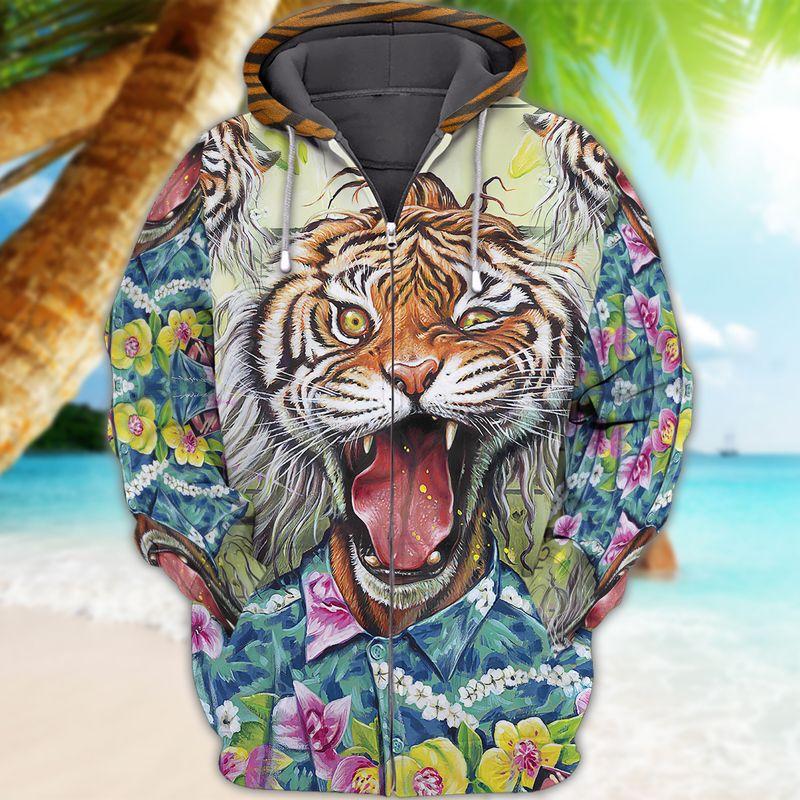 3D Full Print Tiger Zip 3D All Over Printed Unisex Hoodie Zip Hoodie T-Shirt Plus Size S-5Xl