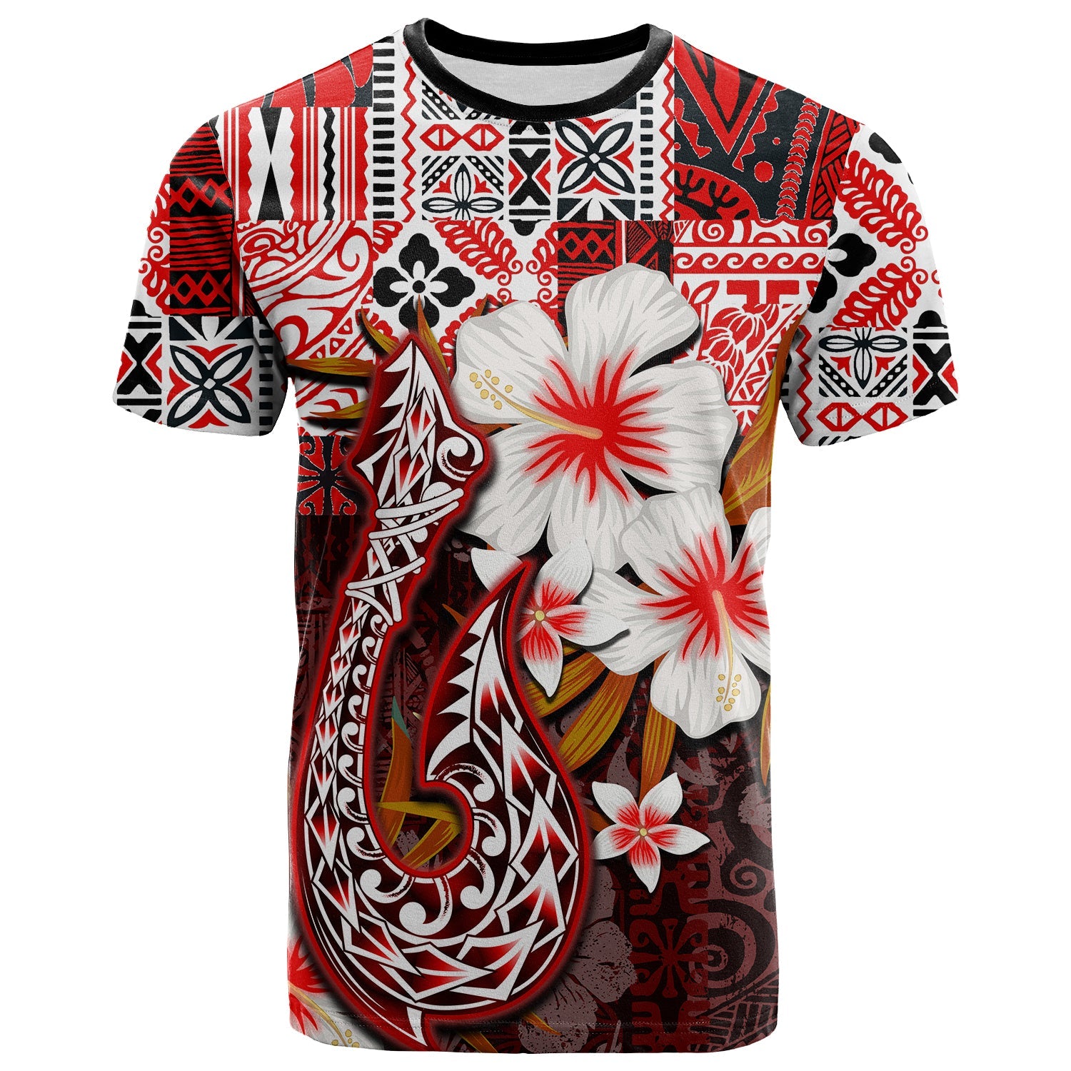 Hawaiian Fish Hook T Shirt Red Style Ha54481