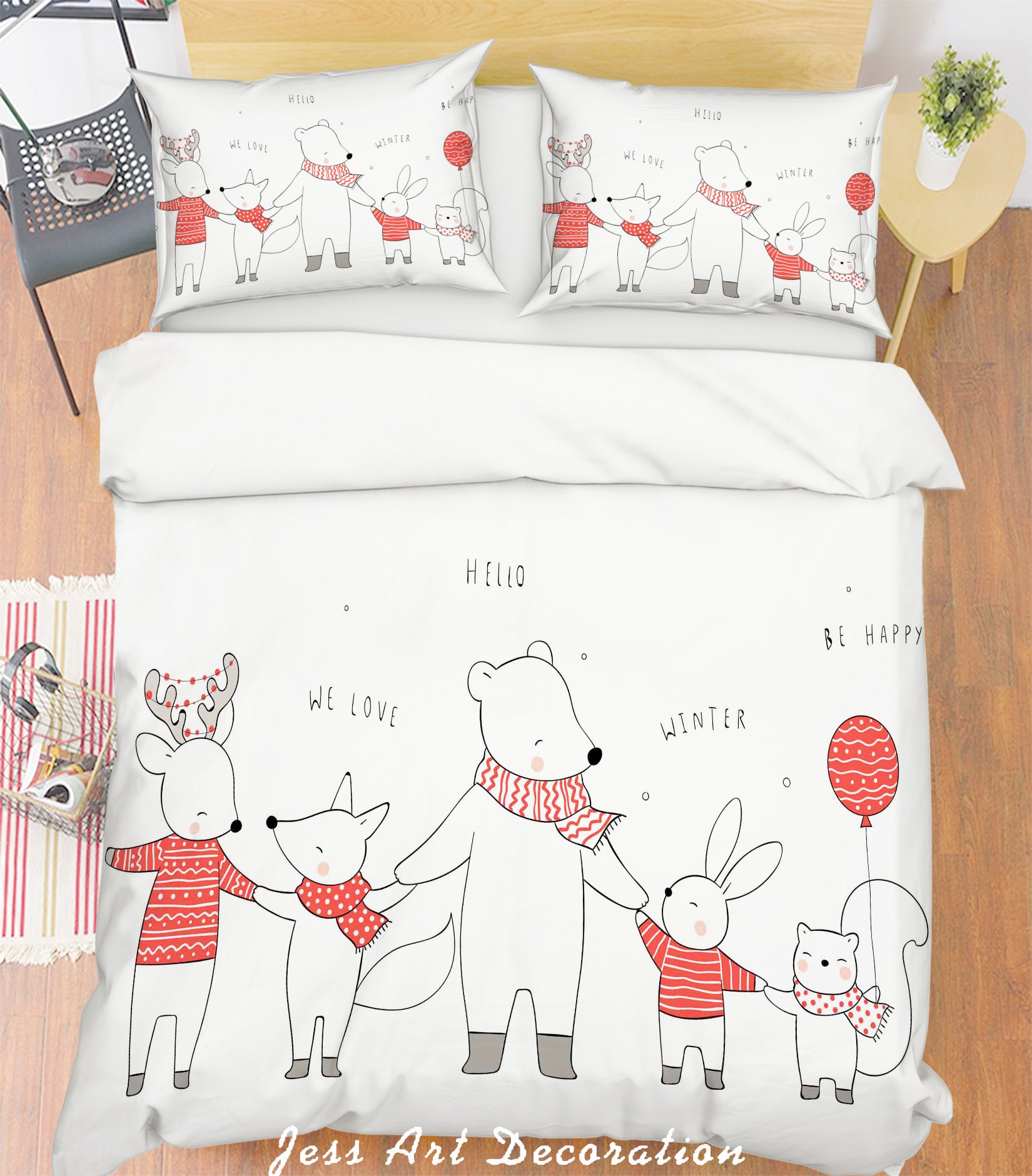 3D Color Cartoon Animals Bear Rabbit Quilt Cover Set Bedding Set Pillowcases  26