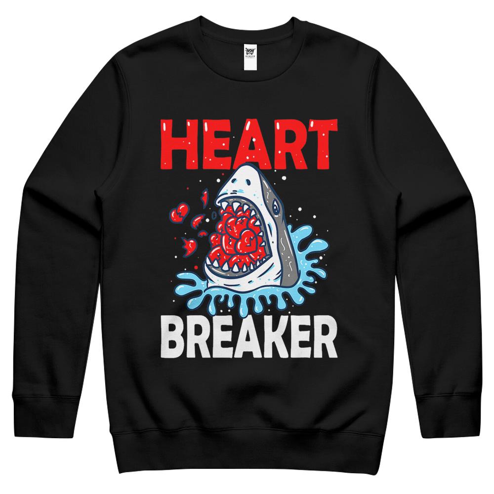 Valentines Day Shark Heart Breaker Funny Boys Crewneck Sweatshirt