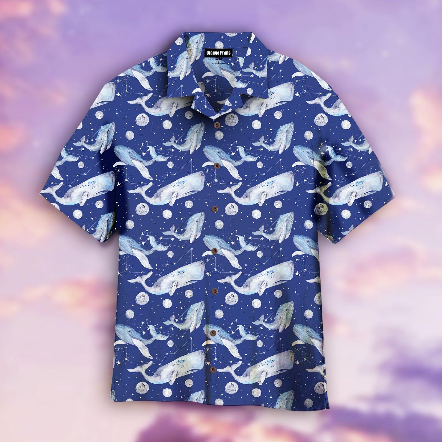 Star Whales On Blue Sea Aloha Hawaiian Shirts For Men & For Women | Wt2050