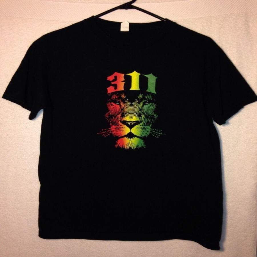 311 Band T Shirt Lion Rasta Marley Unity Tour Rare Mens Black Tee