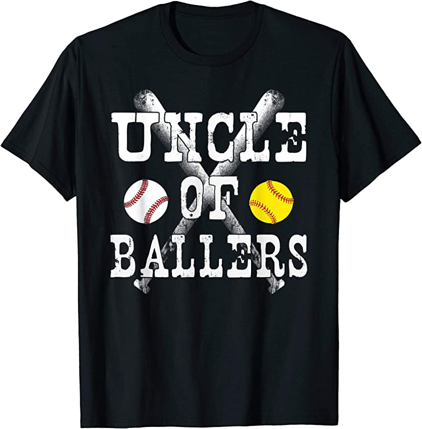 Vintage Uncle of Ballers T Shirt Funny Baseball Softball Lov