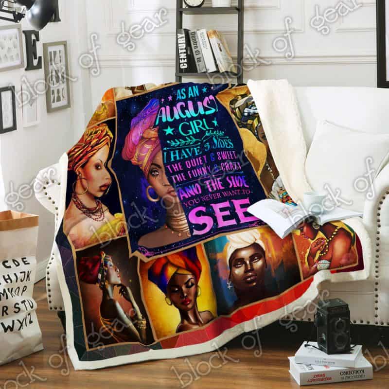 A Perfect August Girl Melanin, African American Premium Quilt Blanket Size Throw, Twin, Queen, King, Super King