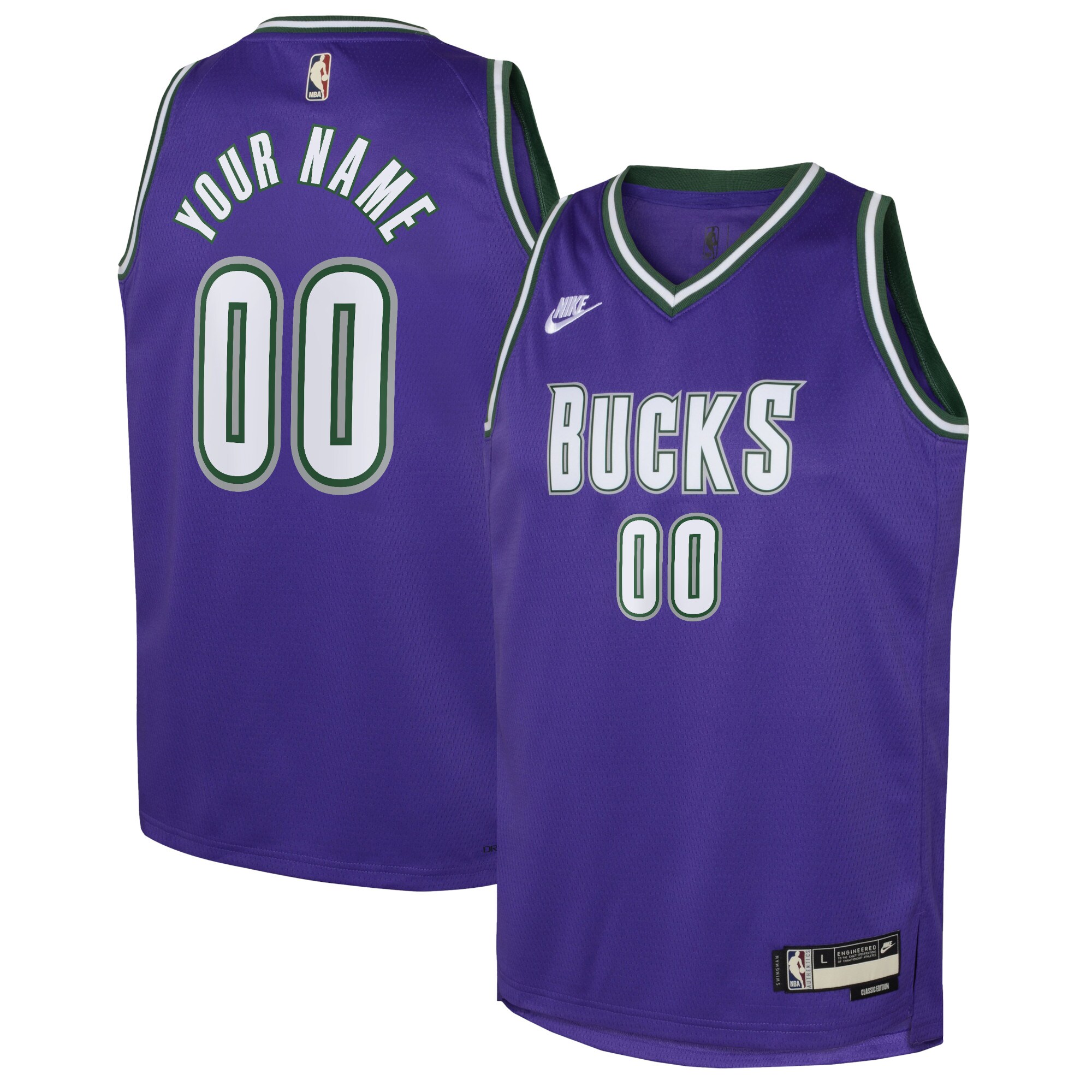 Milwaukee Bucks Classic Edition Swingman Jersey – Custom – Field Purple/White – Youth