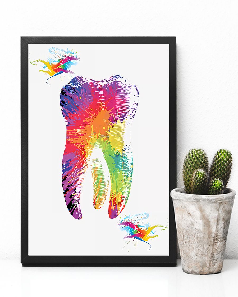 Professions Poster – Dentist Colorful Teeth Vertical Canvas And Poster | Wall Decor Visual Art