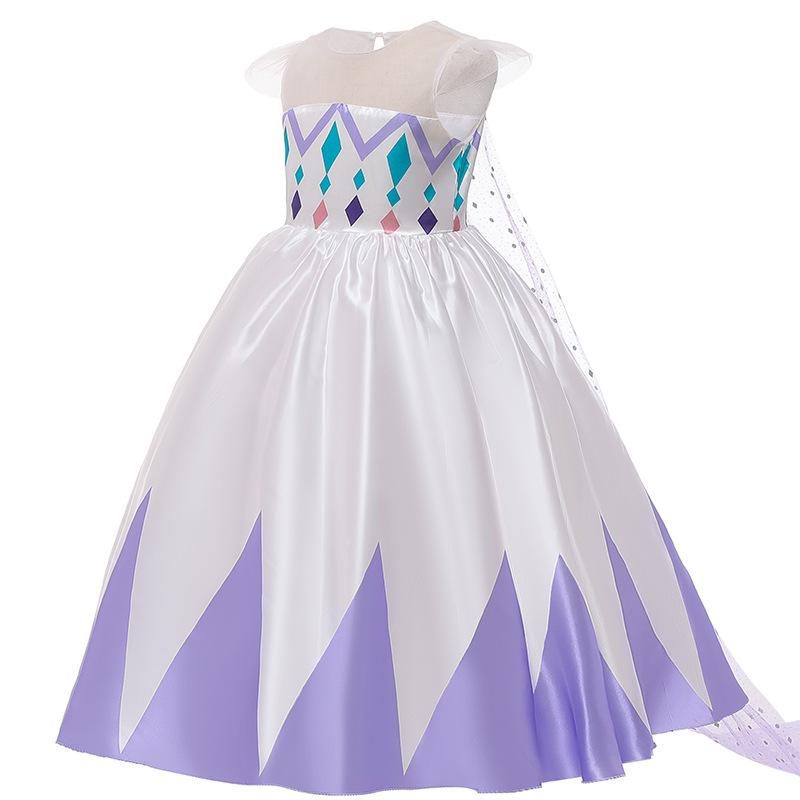 Snow Queen 2 Baby Girl White Elsa Dress Elsa Cosplay Costume Summer Princess Dresses Kid Carnival Halloween Birthday Party Dress alx