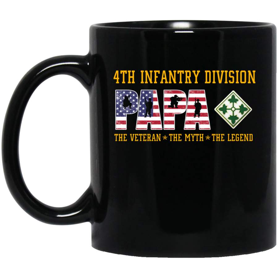 4th Infantry Division Papa The Veteran The Myth The Legend T-Shirt Veterans Day Christmas Gift Mug