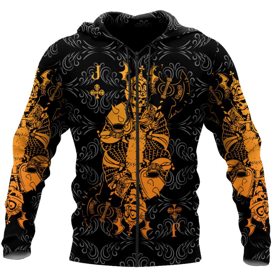 3D Jack Club Skull Poker Over Printed Hoodie  TP