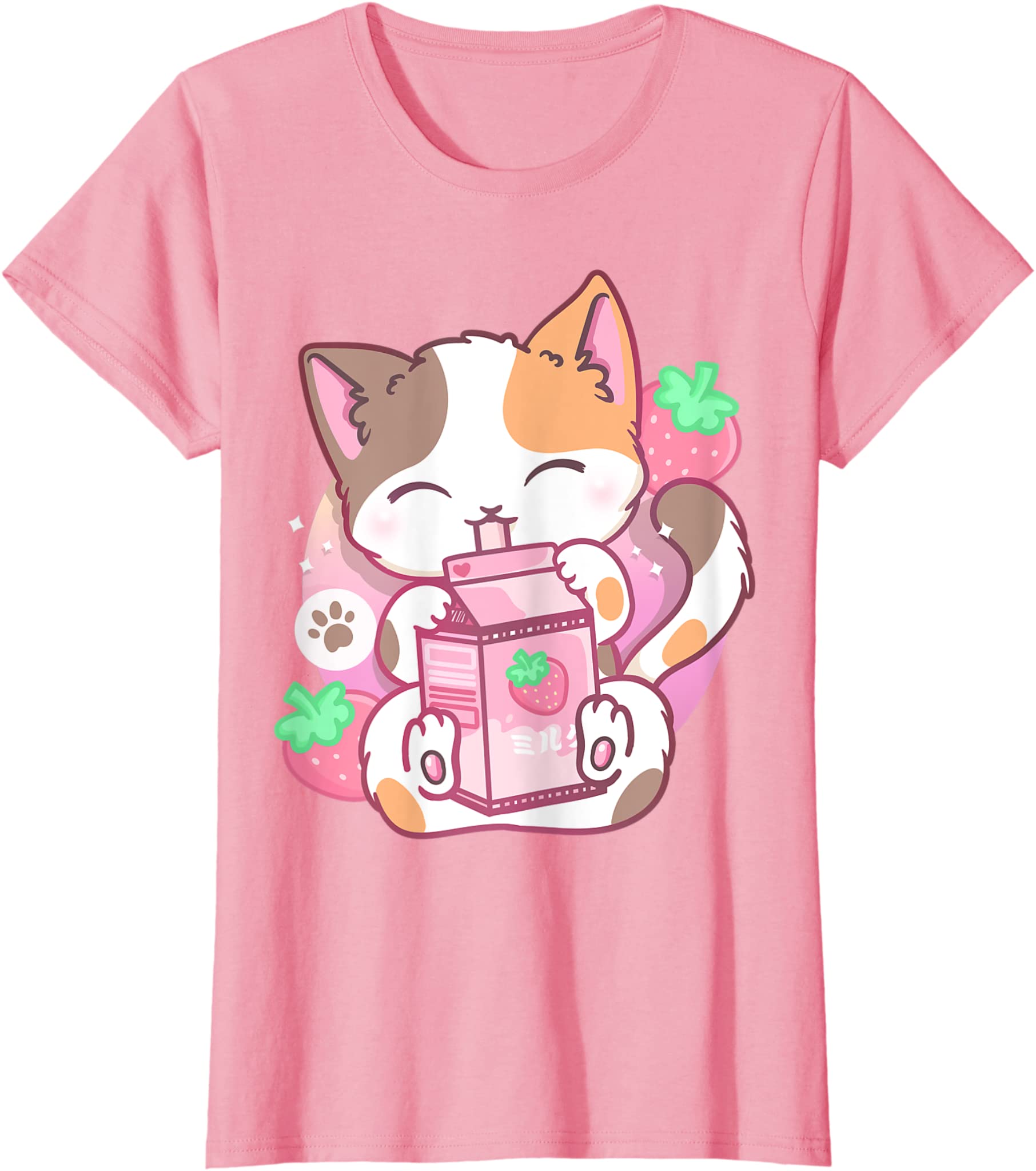 Strawberry Shake Strawberry Milk Cat Kawaii Neko Anime T-Shirt