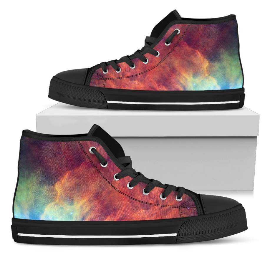 Abstract Nebula Cloud Galaxy Space Print Men’s High Top Shoes