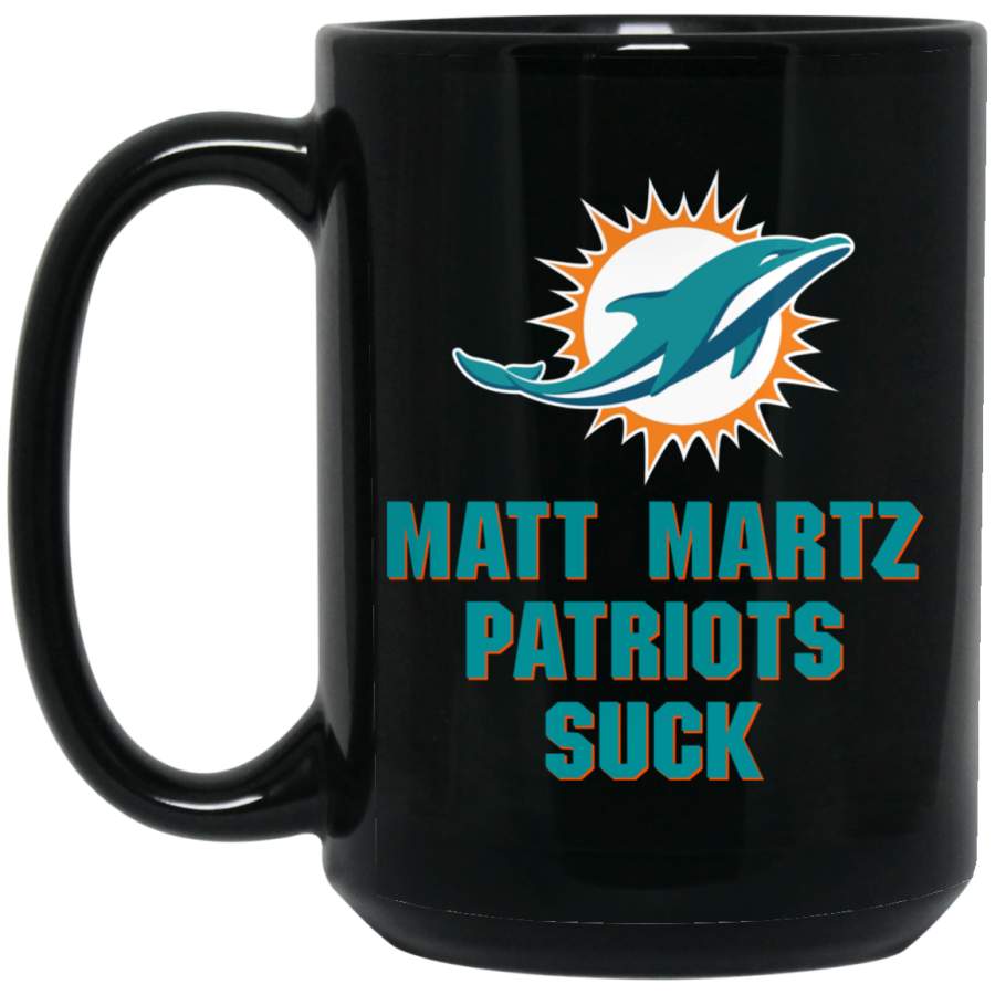 Personalized Miami Dolphins Logo Matt Martz BM15OZ 15 oz. Black Mug