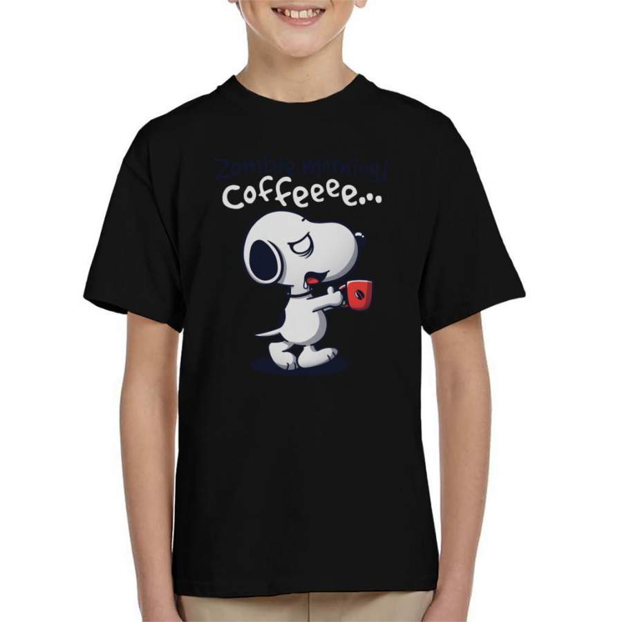 Zombie Morning Coffee Snoopy Kid’s T-shirt