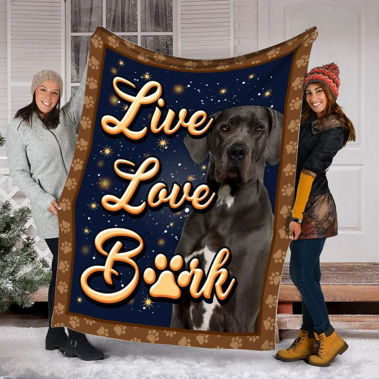 Great Dane Dog Live Love Bark Blanket Gift For Dog Lovers Birthday Gift Home Decor Bedding Couch Sofa Soft And Comfy Cozy