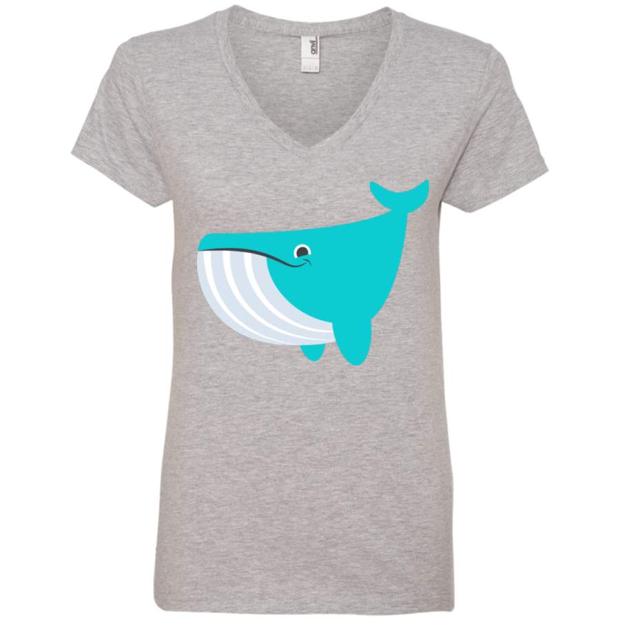 Whale Emoji Ladies’ V-Neck T-Shirt