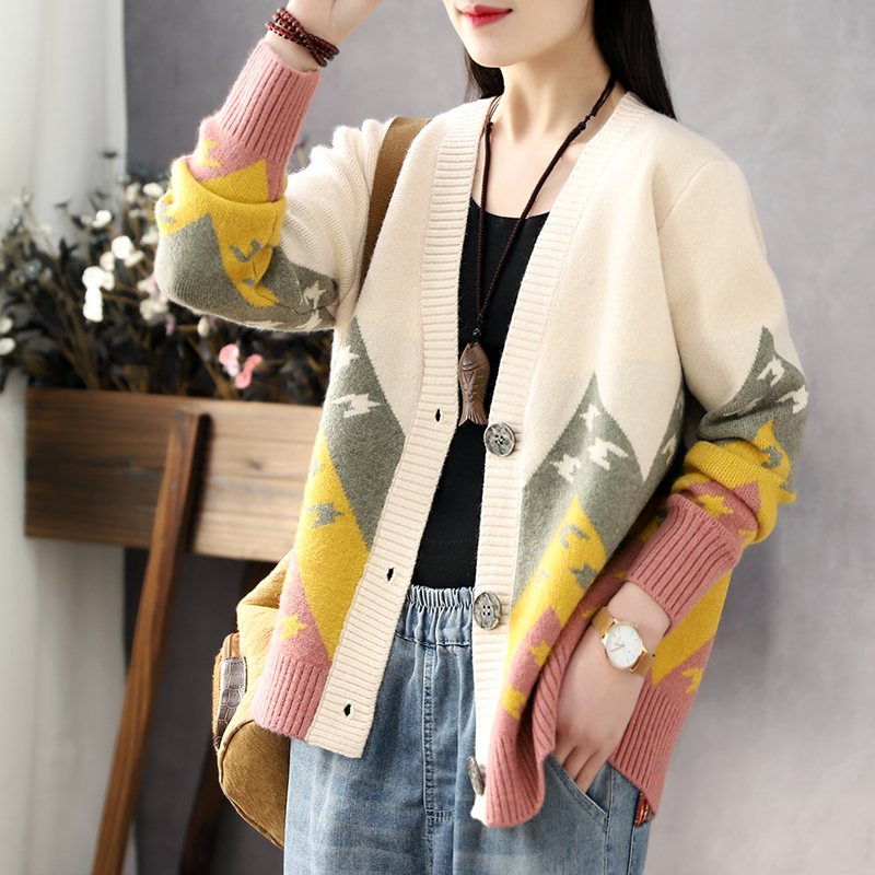 Women Casual Sweater Coats New Arrival 2022 Autumn Vintage Style All-match Loose Female Long Sleeve Knitted Cardigans D439 alx