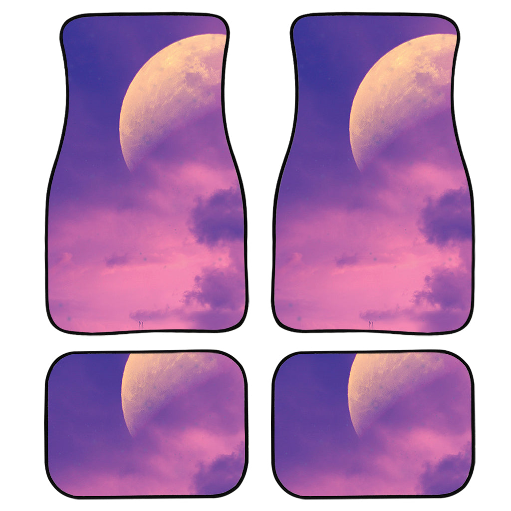 Purple Sky And Full Moon Print Front And Back Car Floor Mats, Front Car Mat