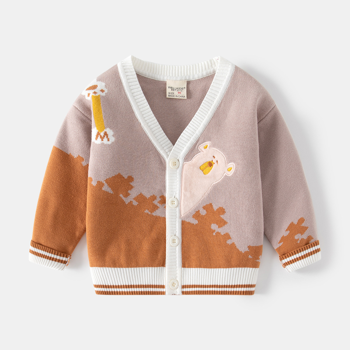 Cute Bear Boys Sweaters Toddler Girls Cardigans Cotton Children Knit Wear Kids Clothes alx