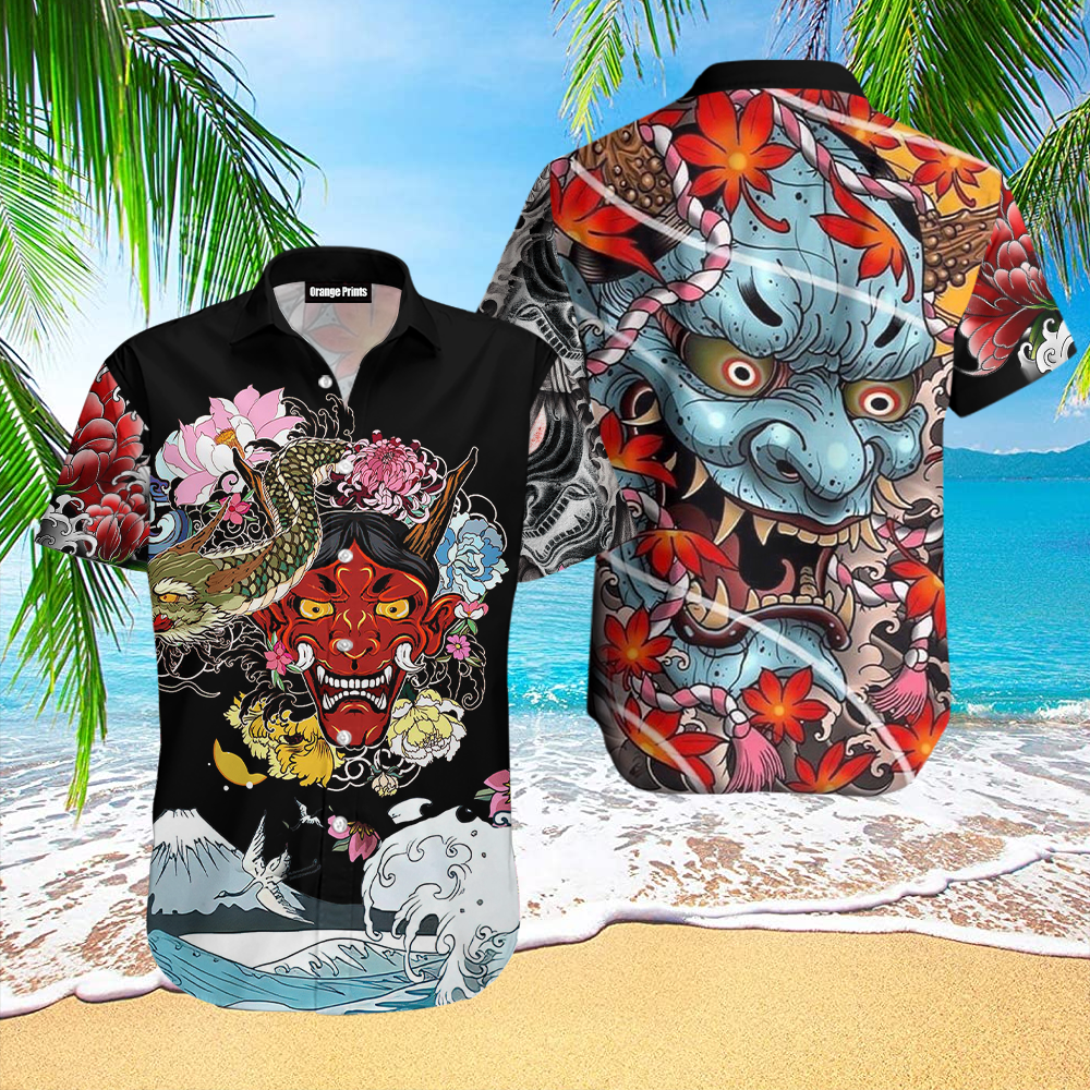 Japanese Oni Mask Tattoo Hawaii Shirt For Men Women Adult Ha94950