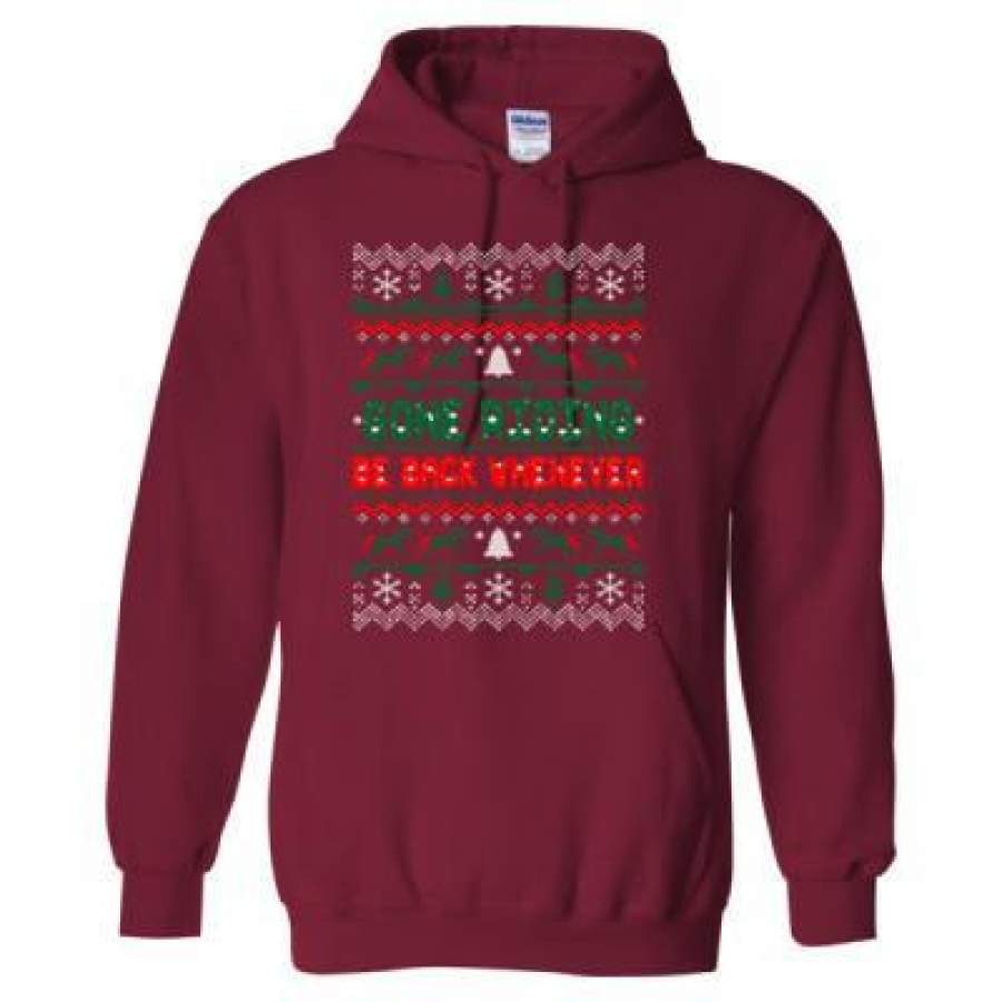 AGR Gone Riding Be Back Whenever Christmas Ugly Sweater Xmas – Heavy Blend™ Hooded Sweatshirt