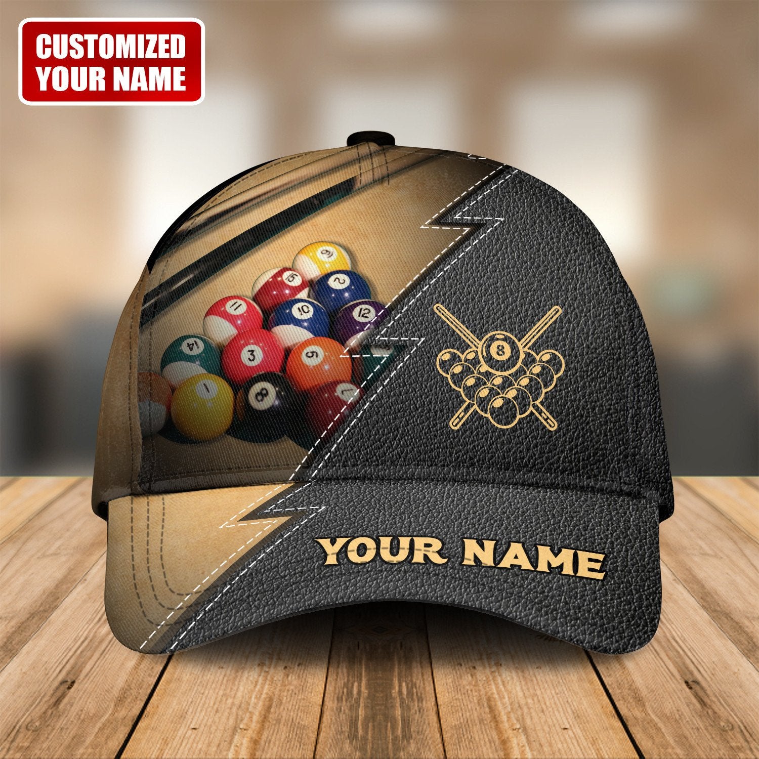 Customized Name Leather Billiard Classic Cap, Baseball Cap Billiard For Men, Billiard Hat