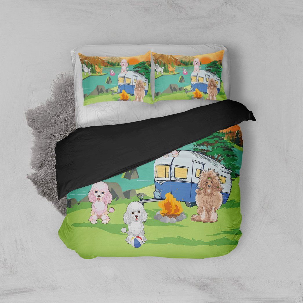 3D Poodle Go Camping Custom Bedding Set