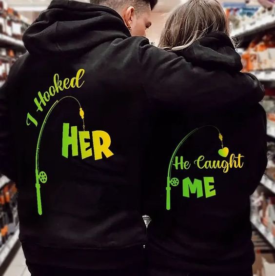 I Hooked Her He Laught Me Fishing Couple Gift For Valentine Hoodie 3D #Hd
