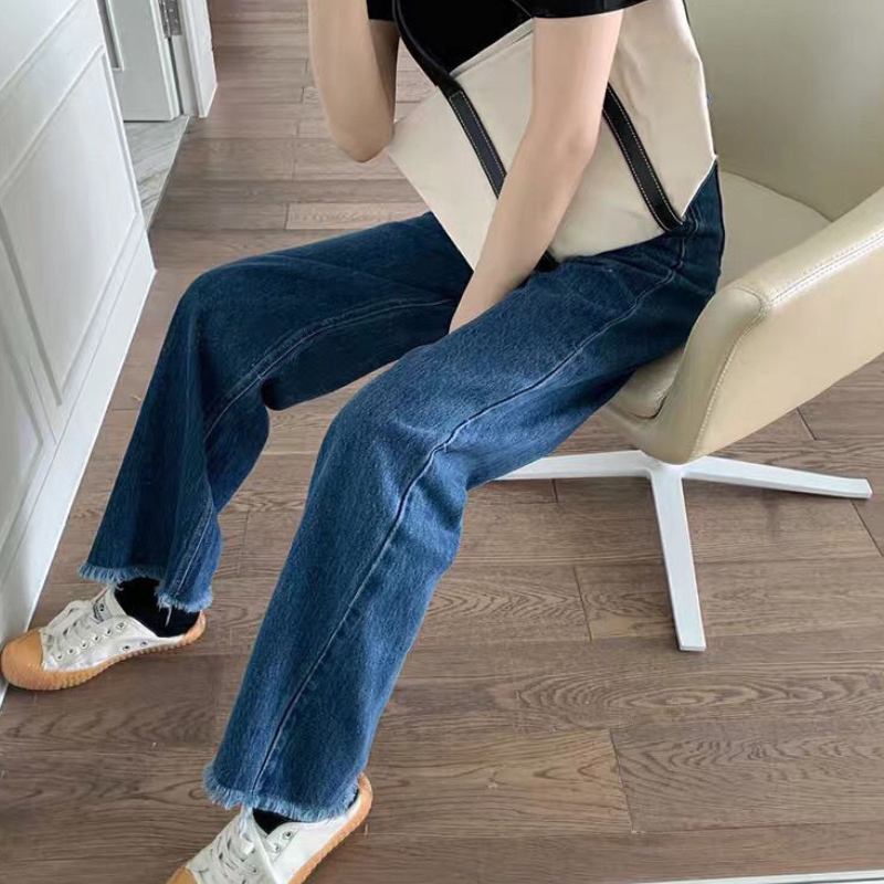 Tassel Jeans Women XS-5XL Pure Minimalist Casual Loose Summer Denim Trousers Ulzzang Wide Leg Students All-match Stylish Empire alx