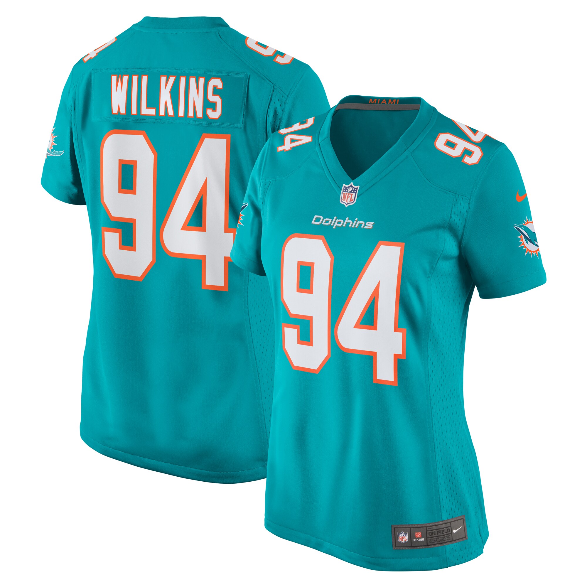 Women’s Miami Dolphins Christian Wilkins  Aqua Team Game Jersey