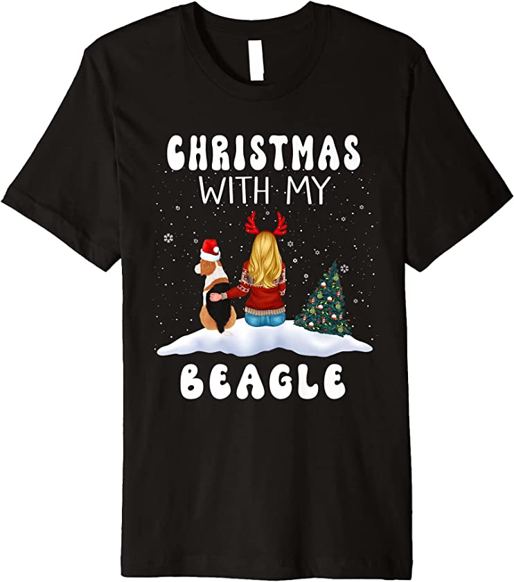 Christmas With My Beagle Dog Puppy Funny Xmas Premium T-Shirt