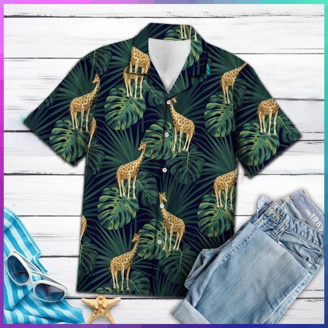 Giraffe Tropical Hawaii Shirt Made In Summer Beach Shirts Ha77996