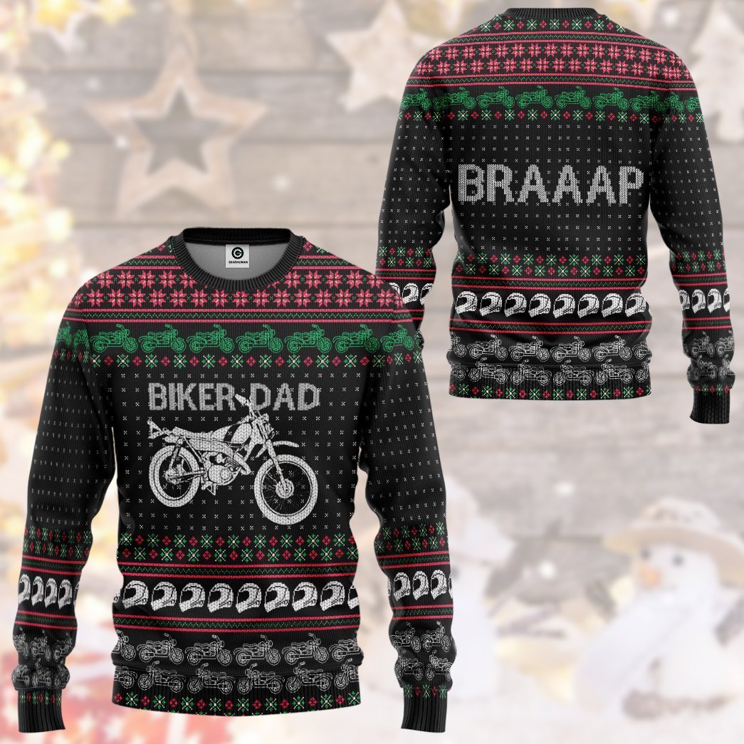 Biker Dad Braaap Ugly Christmas Sweater | Unisex | Adult | Us3244