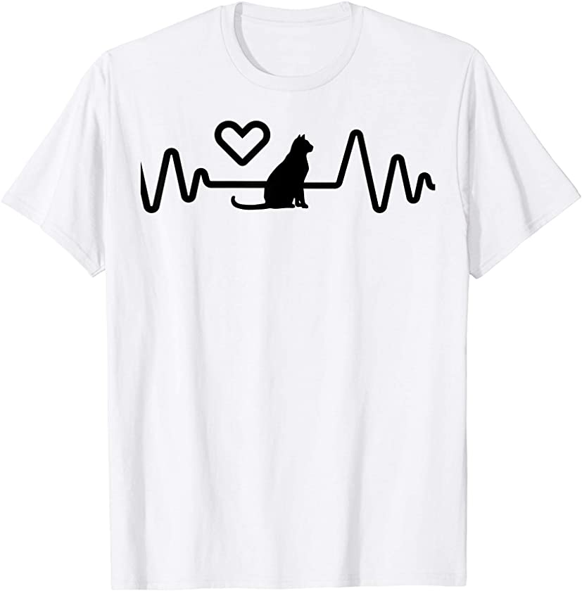 Cat Heartbeat EKG I love my Kitten lover heart T-Shirt