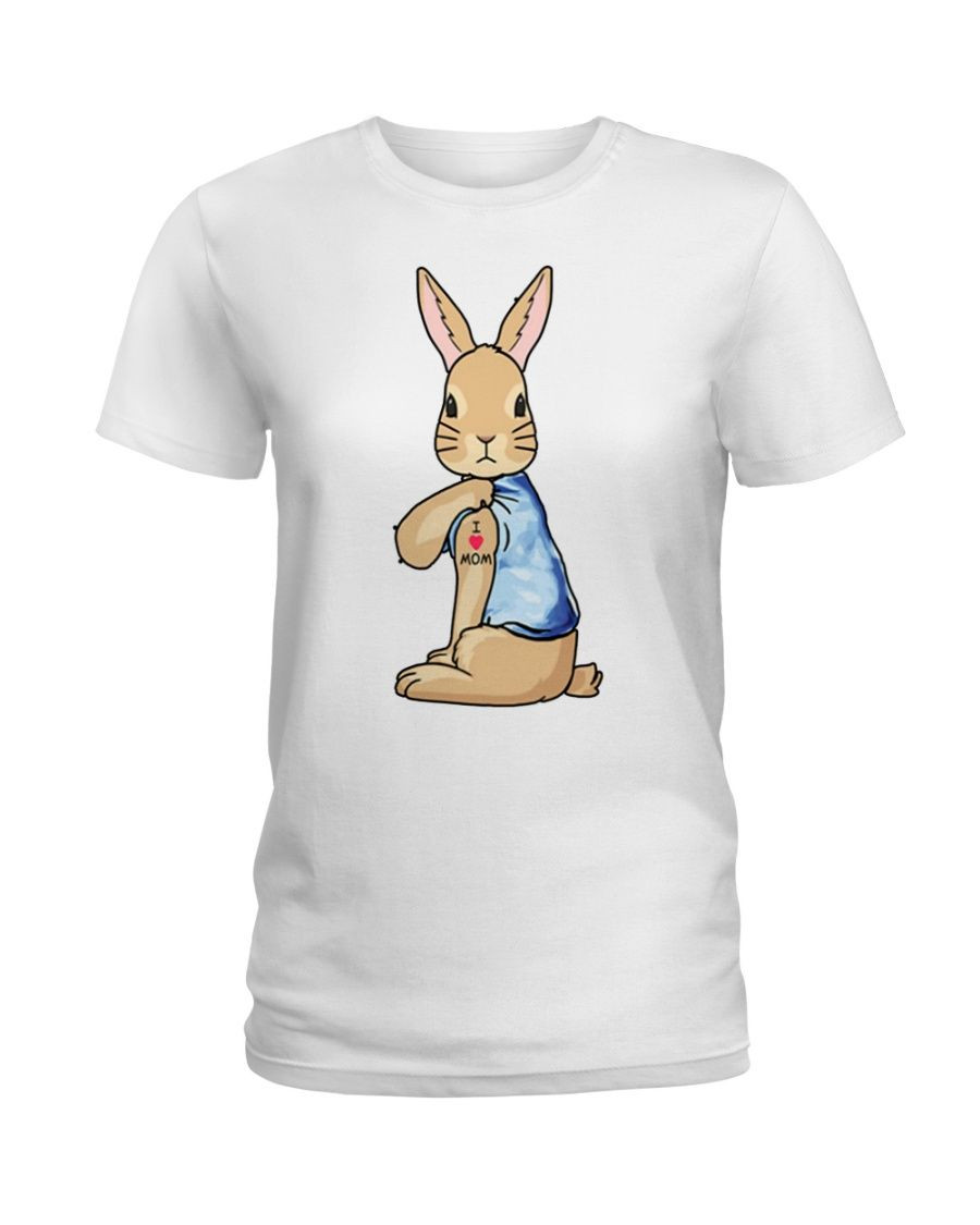 Cute Rabbit I Love Mom Tattoo Tshirt Gift For Loved Mom Rabbit Lovers Rabbit Enthusiasts Tshirt