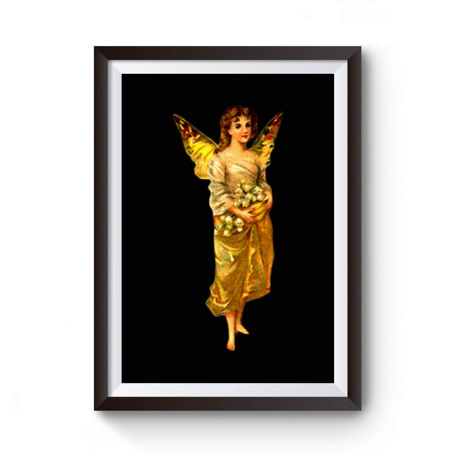 Golden Fairy Vintage Illustration Child Image Wings Poster