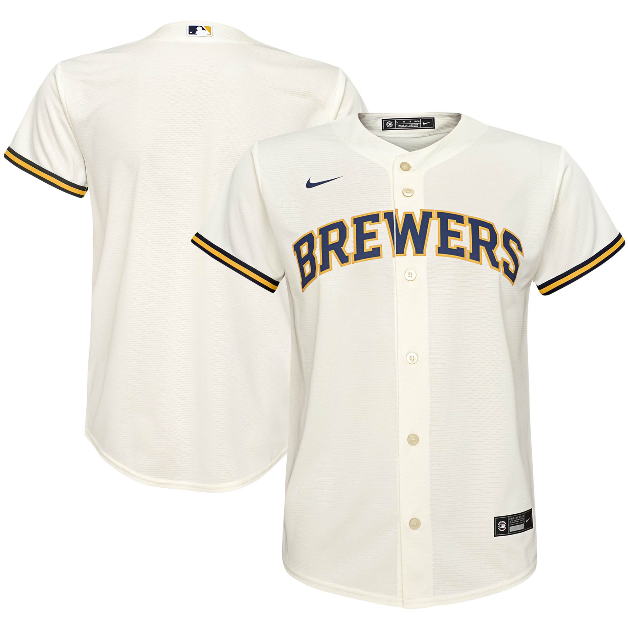 Milwaukee Brewers Youth Home Replica Team Jersey – Cream