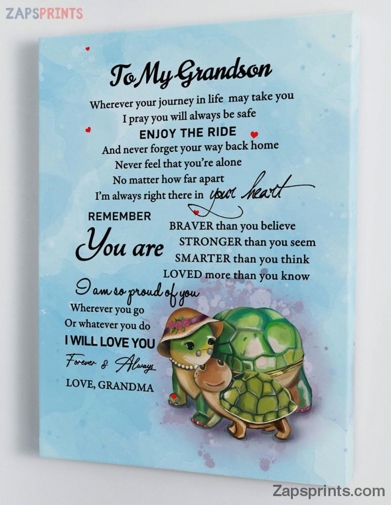 Grandchildren Canvas  – To My Grandson – From Grandma – Framed Canvas Gift Gms050 – Drandkids Canvas Artblankets.