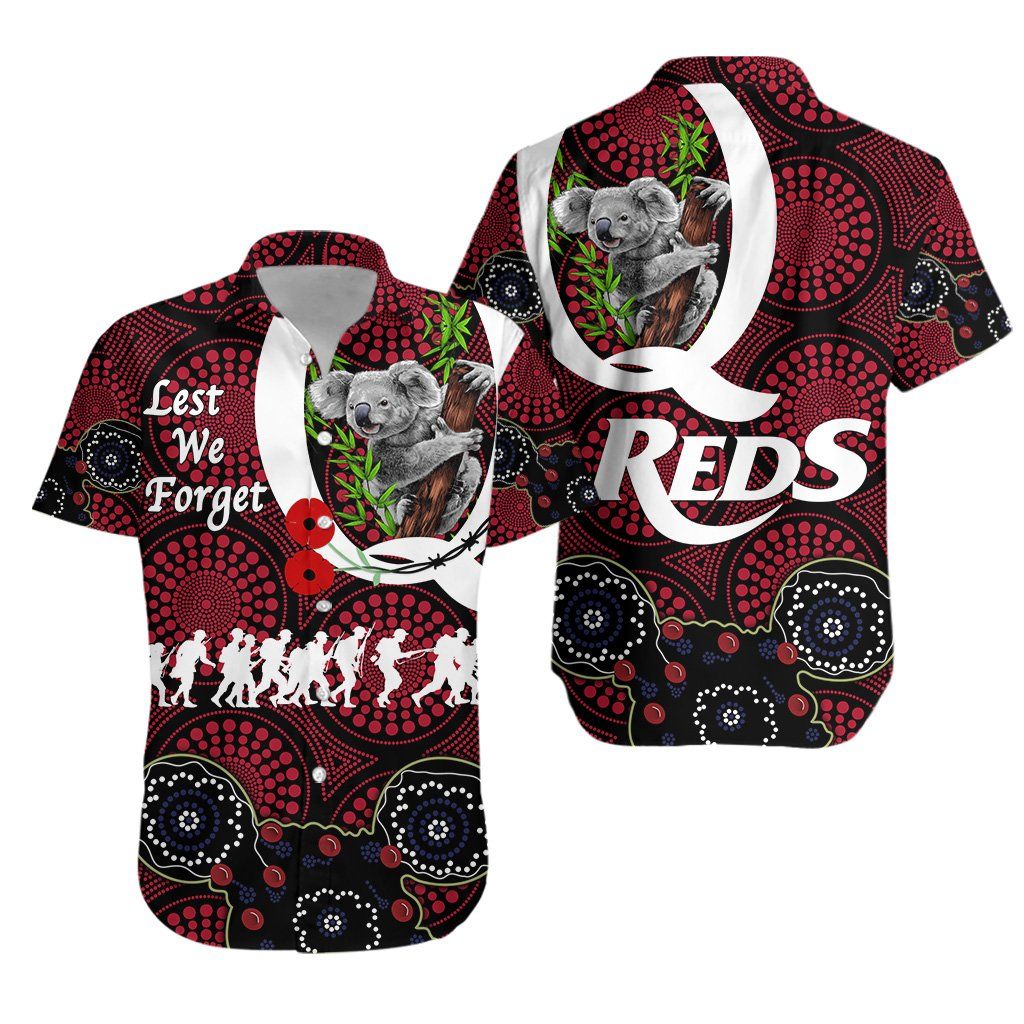 Australia Hawaii Shirt Queensland Reds Rugby Lest We Forget Koala Ha101240