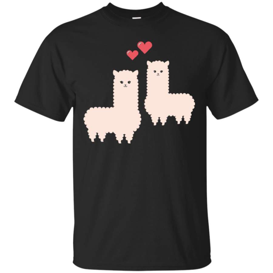Alpaca Lovers Cute Farm LLama Couple With Hearts T-shirt