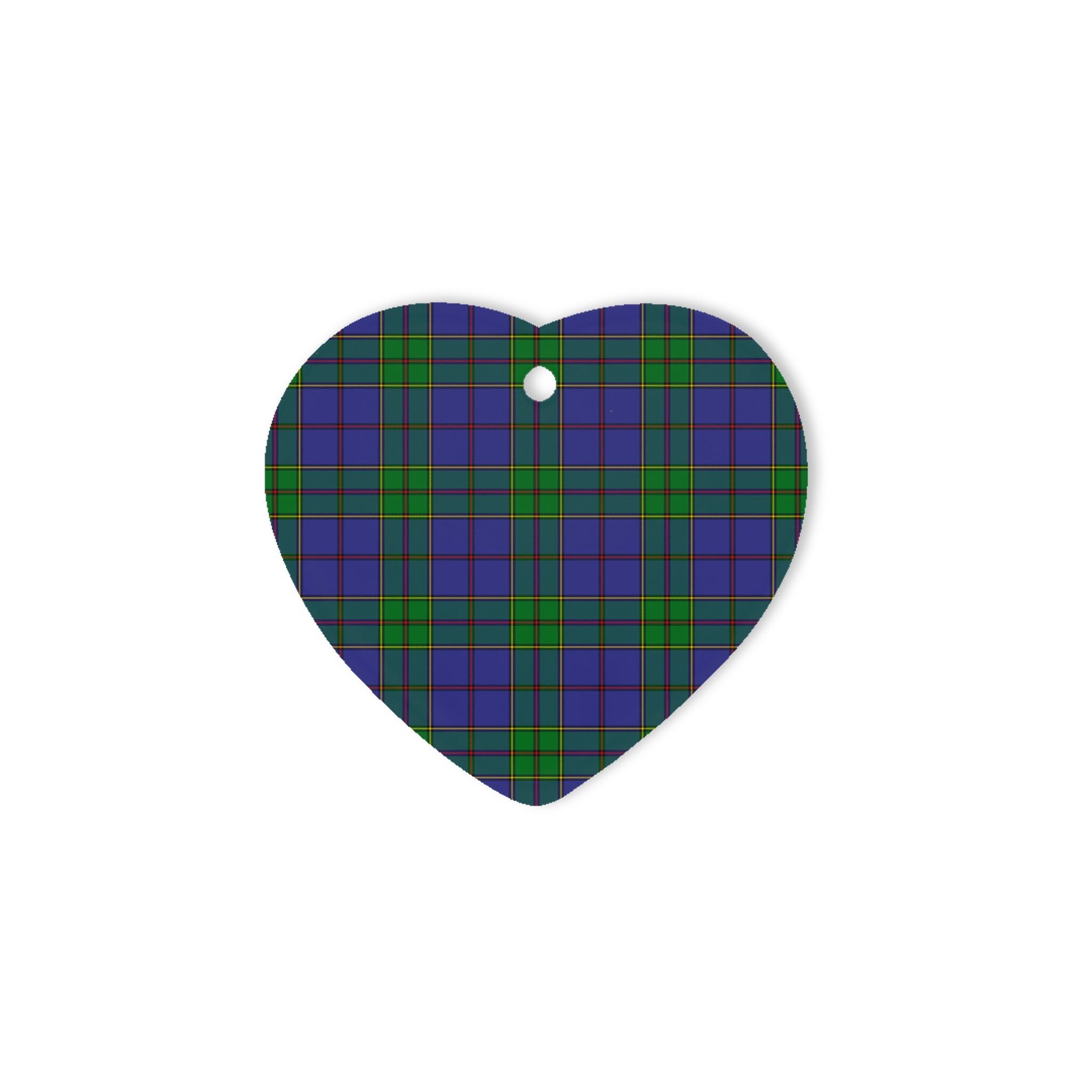 Strachan Tartan Heart Ornaments, Christmas Tree Ornament, Plaid Christmas Ornaments, Ceramic Heart Christmas Tree Decoration