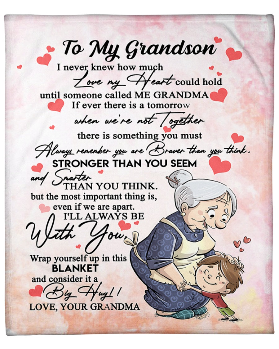 To My Grandson Until Someone Called Me Grandma Fleece Blanket Gift For Family, Birthday, Grandson Gift Home Decor Bedding Couch Sofa Soft And Comfy