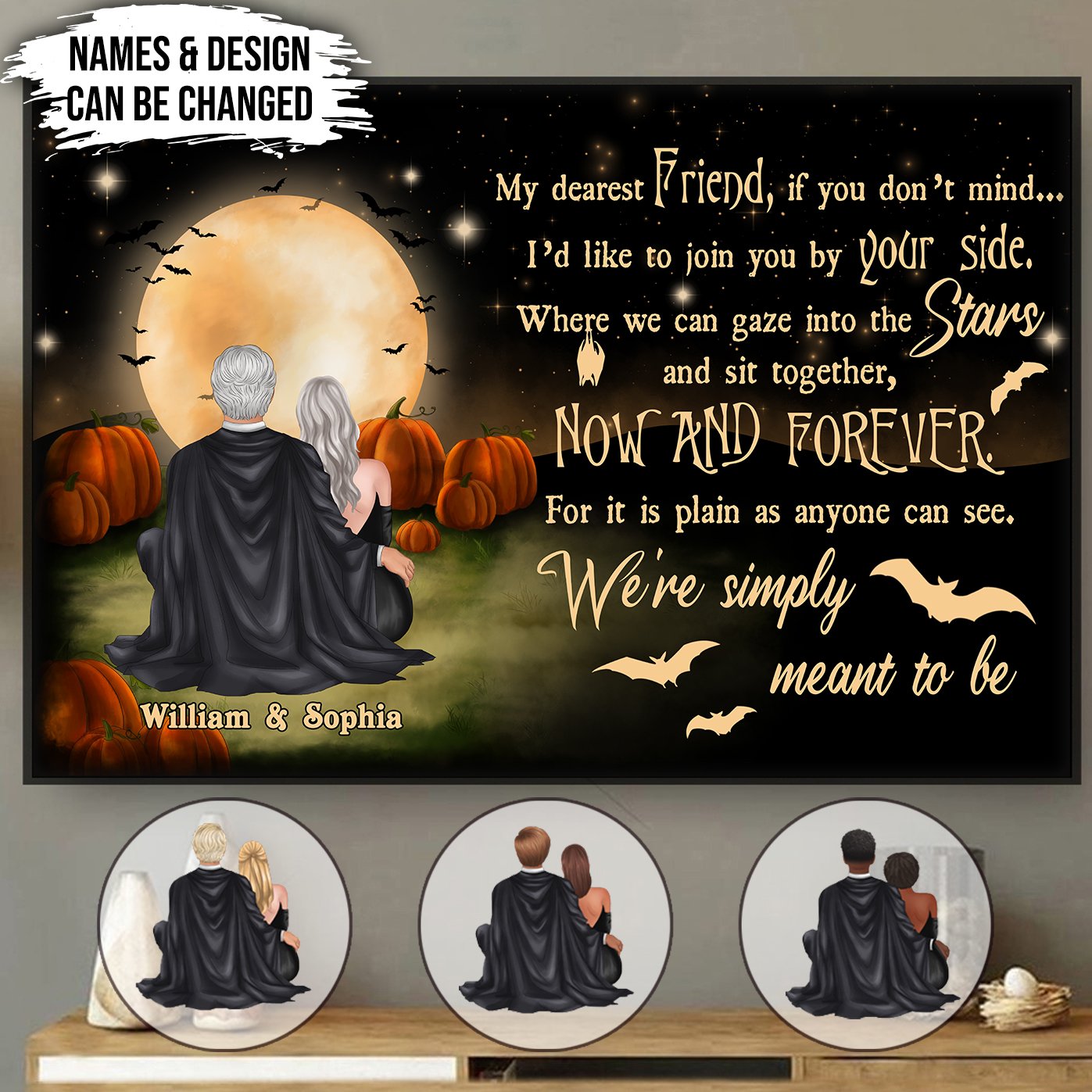 We’Re Simply Meant To Be Personalized Horizontal Poster, Gift For Couple, Halloween Gift