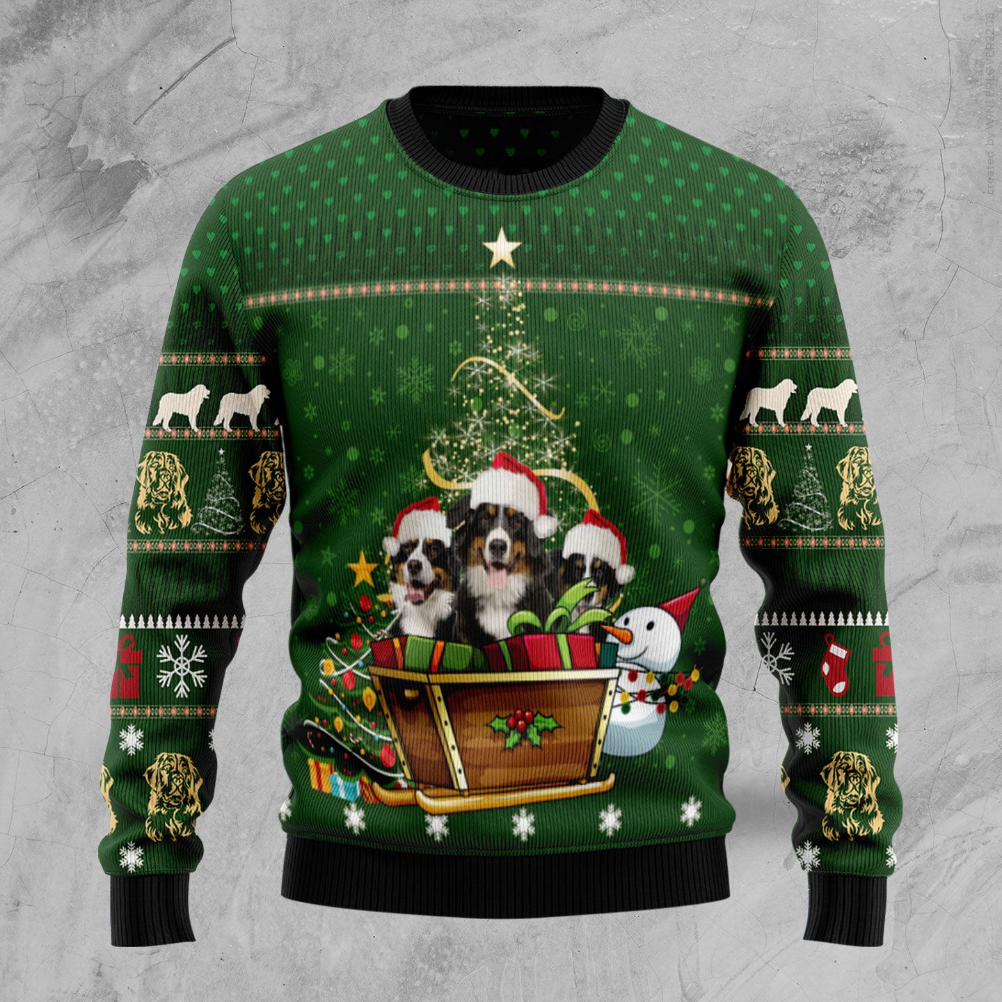 Bernese Mountain Dog Group Xmas Ugly Christmas Sweater | For Men & Women | Adult | Us5153