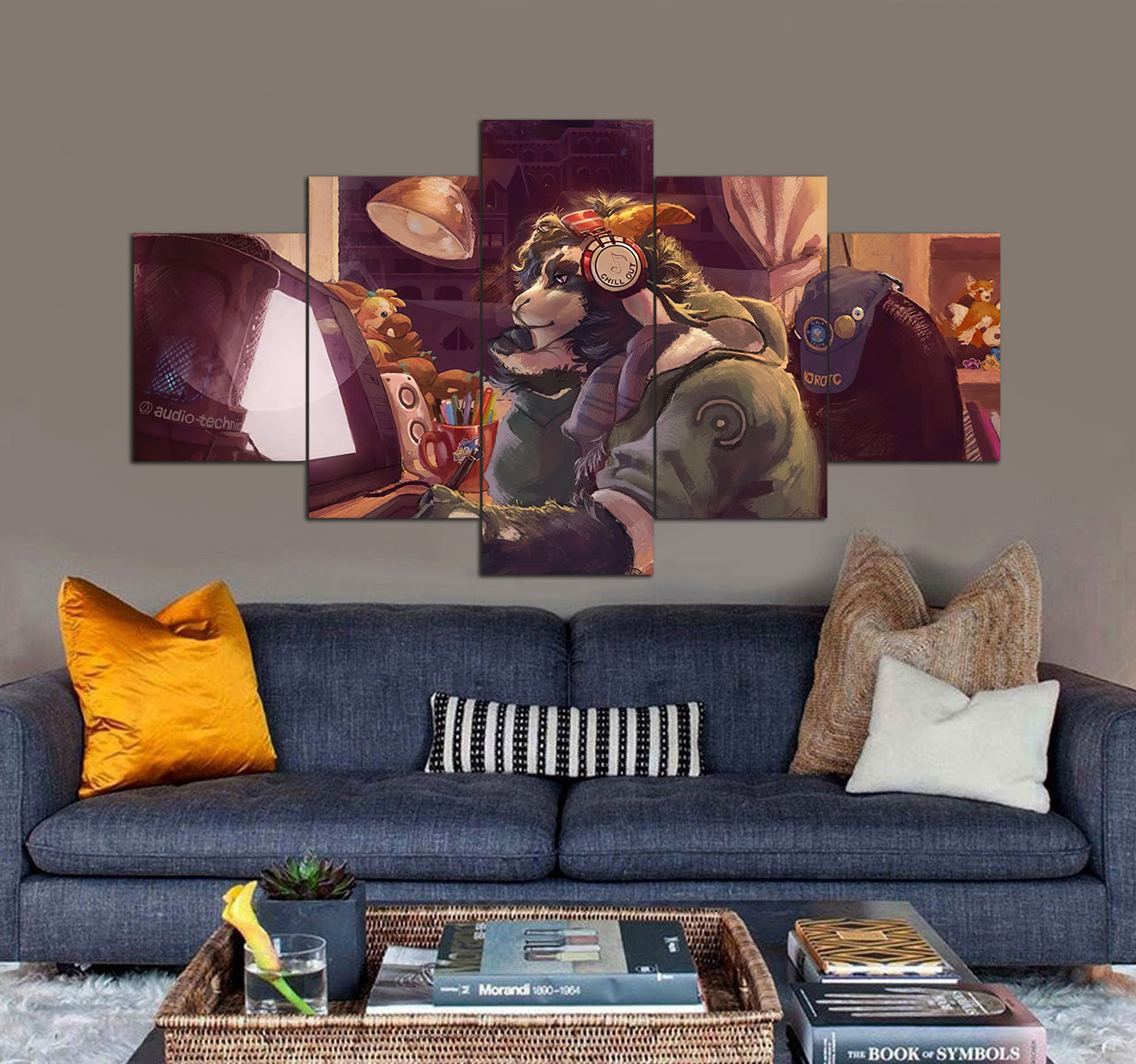 Chill Out Art Lofi 3D 5 piece canvas art