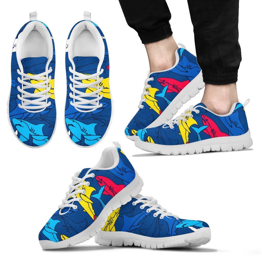 Shark Color Pattern Men Sneakers