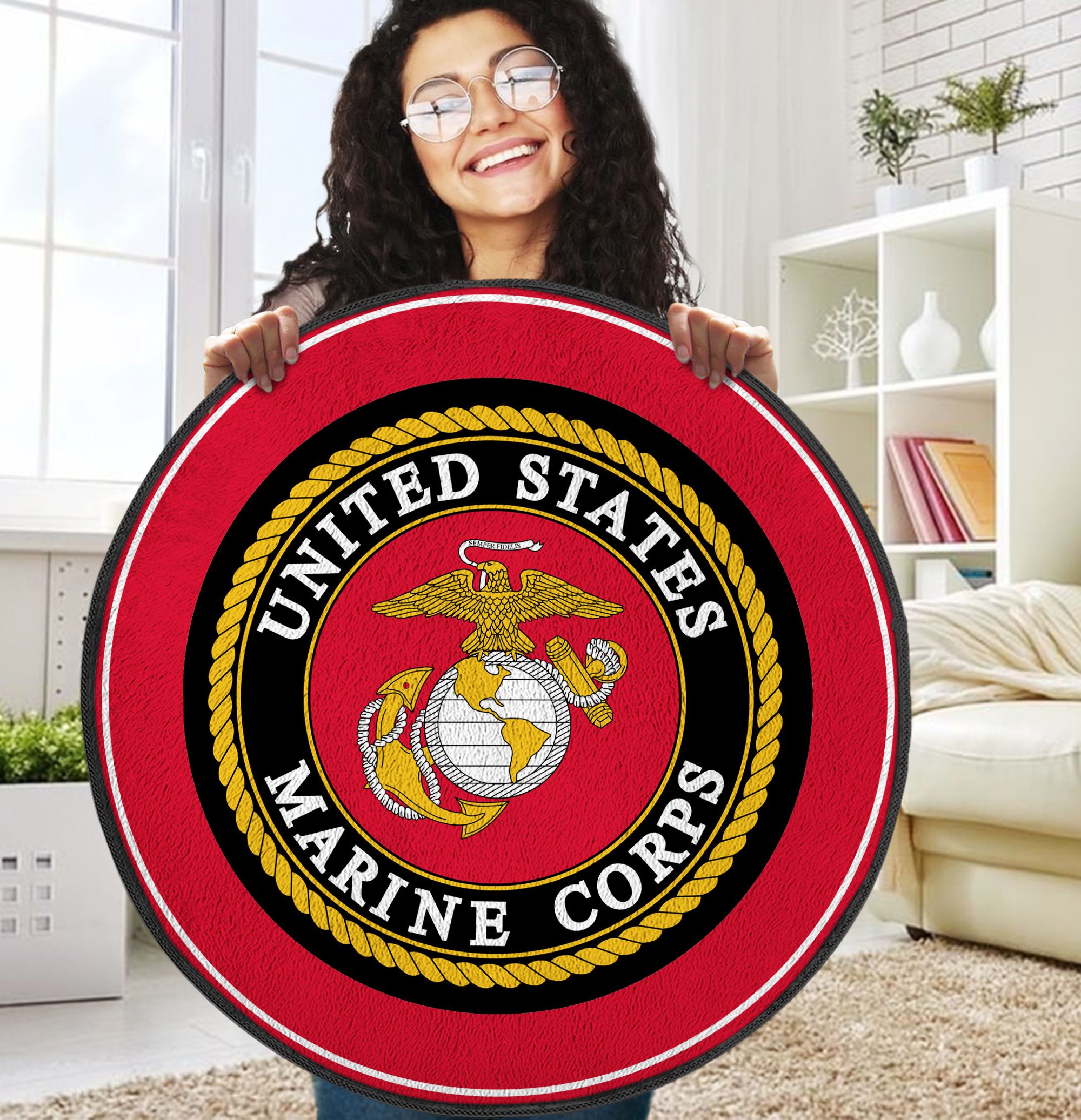 U.S MARINE  Round Rug