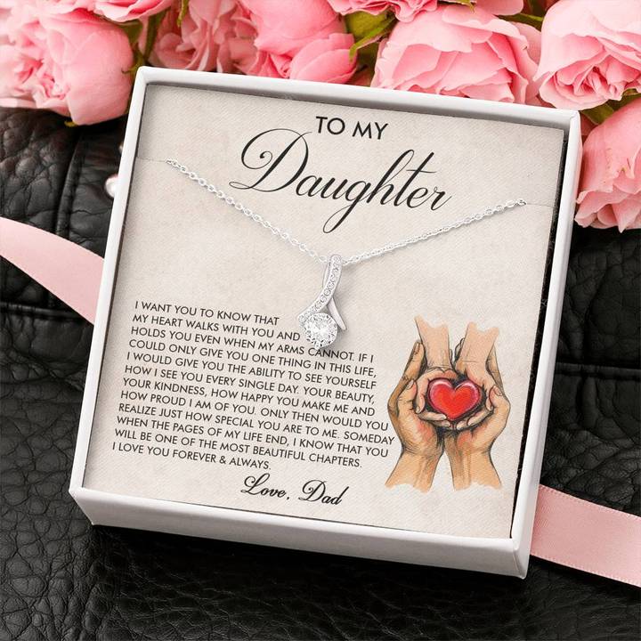 Daughter Gift From Dad, Daughter Necklace Birthday Graduation Christmas Jewelry Gift For Daughter With Message Card And Gift Box